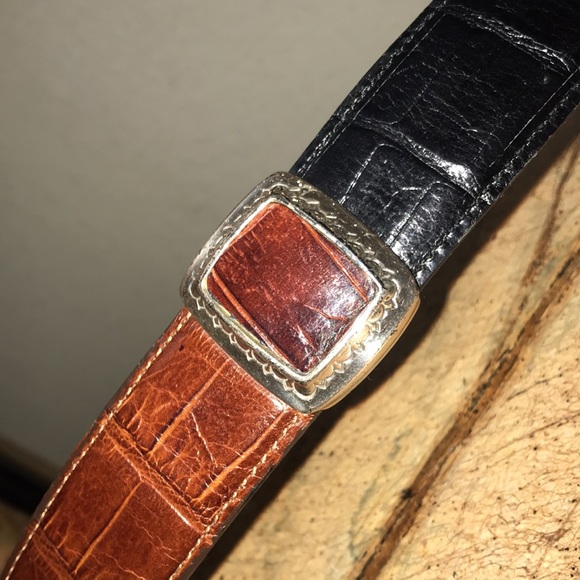 Brighton Belt Unique Two Tone Framed Leather M - Picture 5 of 16
